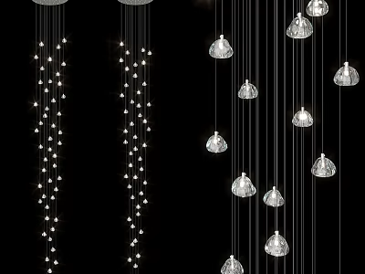 Crystal Chandeliers Modern Hanging Pendant Lights With Elegant Design And Multiple Sizes 3d model