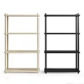 Modern Light Wood And Black Multi Tier Storage Shelving Units For Home Use