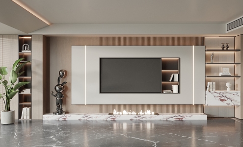 Modern TV background wall 3d model