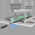 Modern Kitchen Appliances With Glass Partition And Metal Bracket Support