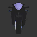 Modern Futuristic Black Motorcycle With Blue Accents And Illuminated Wheels