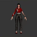 Woman in Red Hoodie and Dark Pants with Black Hat and Red Shoes