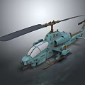 Military Light Green Helicopter 3D Model With Rotors Cockpit And Weapon Systems