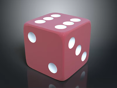 Red Cube Dice As Household Item With White Dots And Smooth Surface Design 3d model