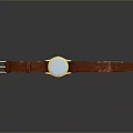Classic Watch With Brown Leather Strap Gold Case And Blue Dial Design