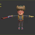 Cartoon Character Figure With Brown Hat Blue Shirt Purple Pants Red Shoes And Colorful Horn