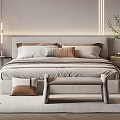 Modern Bedroom Interior Design With Neutral Tones Bedhead LED Strip Lighting Nightstands And Bench