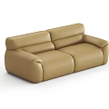 Beige Leather Two Seater Sofa With Modern Minimalist Rounded Armrests And Backrest 3d model