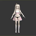 Anime Style Maid Character 3D Model With Pink Dress And White Apron