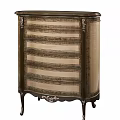 Vintage Wooden Chest of Drawers With Rattan Drawers Carved Details And Curved Design