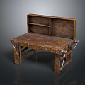 Rustic Solid Wood Stool With Back Storage Shelf And Sturdy Wooden Legs For Home Decor