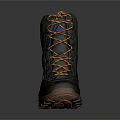 Durable High Top Outdoor Hiking Boots With Green Upper Purple Accents And Orange Laces