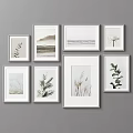 Framed Wall Art Collection With Plant Nature Prints And Various Frame Colors On Gray Wall