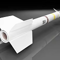Military Missile With Gray Body White Nose Cone Yellow Stripes And Tail Fins