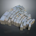 Gray Curved Brick Arrangement With Interlocking Textured Pattern In 3D Render 3d model