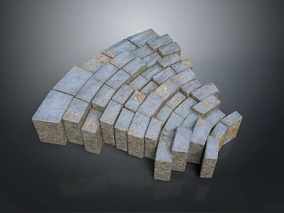 Gray Curved Brick Arrangement With Interlocking Textured Pattern In 3D Render 3d model