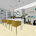 Vintage Hair Beauty Salon Interior Design With Wheeled Reception Counter And Display Cabinets