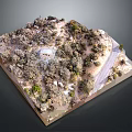 Detailed Scenic Landscape Model with Hills Vegetation and Winding Road