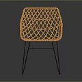Modern Orange Woven Leisure Chair With Ergonomic Backrest And Metal Legs