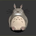 Gray Cartoon Character Creature With Big Ears Smiling Face Crescent Belly And Pink Paws