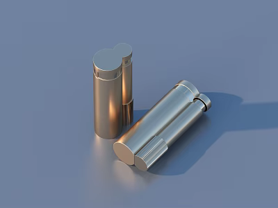 Sleek Metallic Cylindrical Daily Living Products With Gold Silver Lids And Smooth Surface 3d model