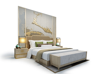 Background double bed 3d model