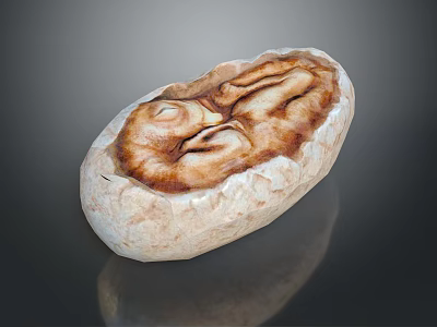 Game Movie Character Inspired Mystery Egg With Fossil Like Face Texture And Brown Uneven Surface 3d model