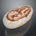 Game Movie Character Inspired Mystery Egg With Fossil Like Face Texture And Brown Uneven Surface