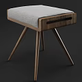 Modern Minimalist Sofa Stool With Gray Upholstered Seat And Wooden Legs