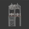 Detailed Architectural Model of Arched Tower with Multi Level Structure and Balustrade