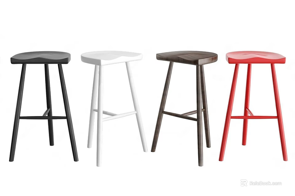 Stylish Black White Brown Red Bar Stools With Modern Design For Home Kitchen Use 3d model 