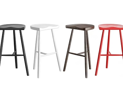 Stylish Black White Brown Red Bar Stools With Modern Design For Home Kitchen Use 3d model