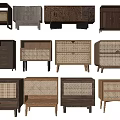 Various Designed Console Tables And Side Cabinets With Wooden And Rattan Elements For Home Entryway