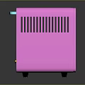 Pink Mini Computer Case With Transparent Door Blue Handle Internal Grille And Yellow Buttons 3d model