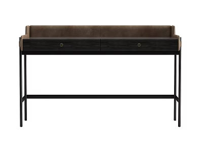 Modern Leather Top Desk With Two Drawers And Black Metal Legs 3d model