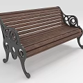 Classic Outdoor Bench With Wooden Slats And Ornate Metal Frame Design