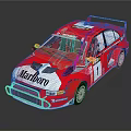 Red Marlboro Rally Car with Number 1 Logo and Racing Exterior Design