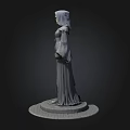 3D Rendered Hooded Robed Statue With Circular Base And Dark Background