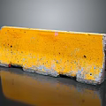 Yellow Worn Curb With Weathered Rough Surface For Roadside Use 3d model