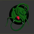 Game Movie Character With Pink Hair Green Outfit Standing By Curved Green Vines