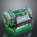 Futuristic Cylindrical Machine With Green Lights Control Panel And Metallic Surface 3d model