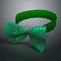 Cute Animal Wearing Green Polka Dot Bow Tie With Headband Accessory