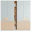 Modern Wardrobe Interior Design With Open Shelves Wooden Panels And Round Handles