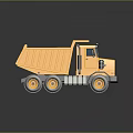Yellow Dump Truck With Open Dump Bed Black Cab And Multiple Wheels Design