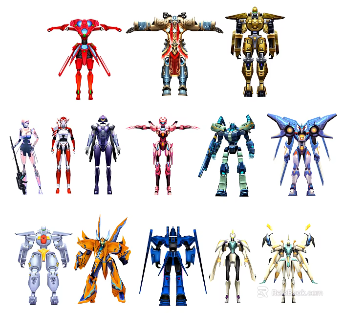 Intelligent Robotic Machines With Multiple Colorful Models And Diverse Designs 3d model