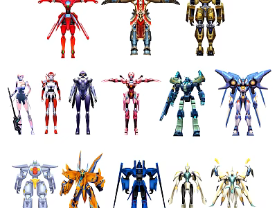 Intelligent Robotic Machines With Multiple Colorful Models And Diverse Designs 3d model