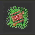 Picnic Table with Red and White Checkered Tablecloth Green Grass Characters Flag and Wooden Crate