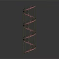 Modern Spiral Architecture With Vertical Red Steps And Black Frame Structure