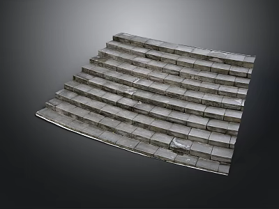 Curved Gray Brick Steps Scene Component With Layered Staircase Design 3d model