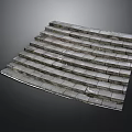 Curved Gray Brick Steps Scene Component With Layered Staircase Design